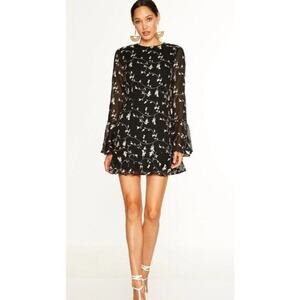 La Maison Talulah Night Spark Floral Chiffon Mini Dress Size XL